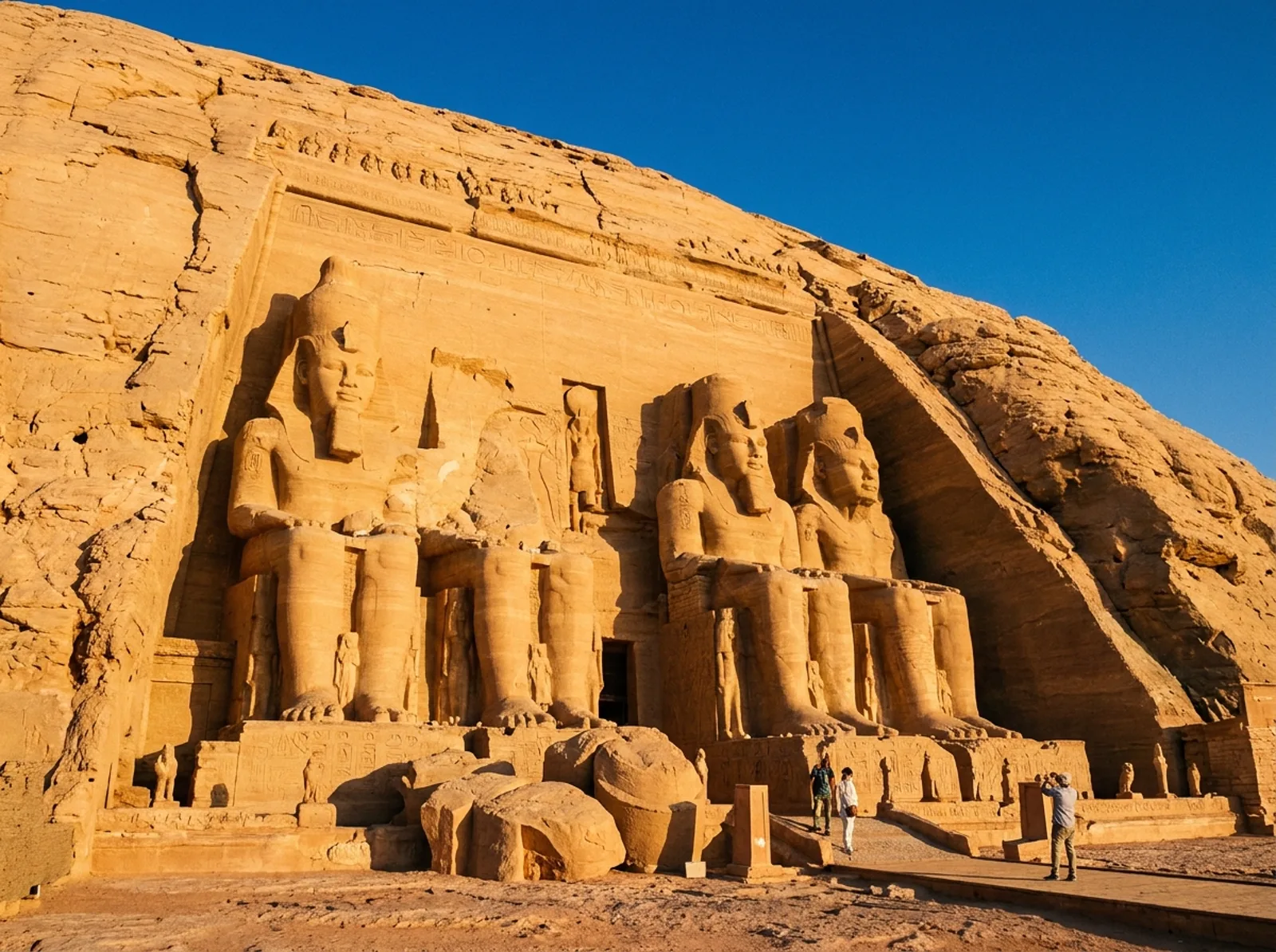 Posągi Ramzesa II na fasadzie świątyni Abu Simbel