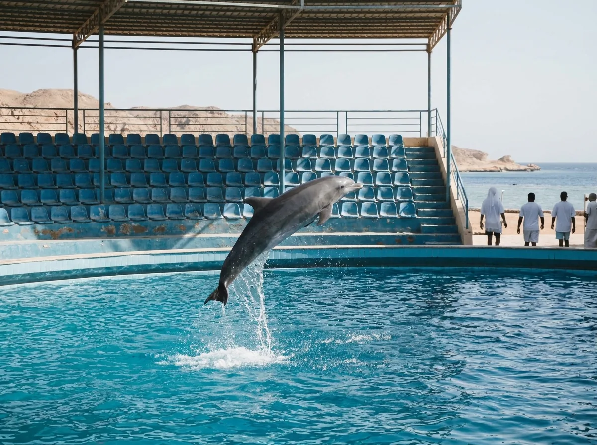 Delfin wyskakujący nad wodę podczas pokazu